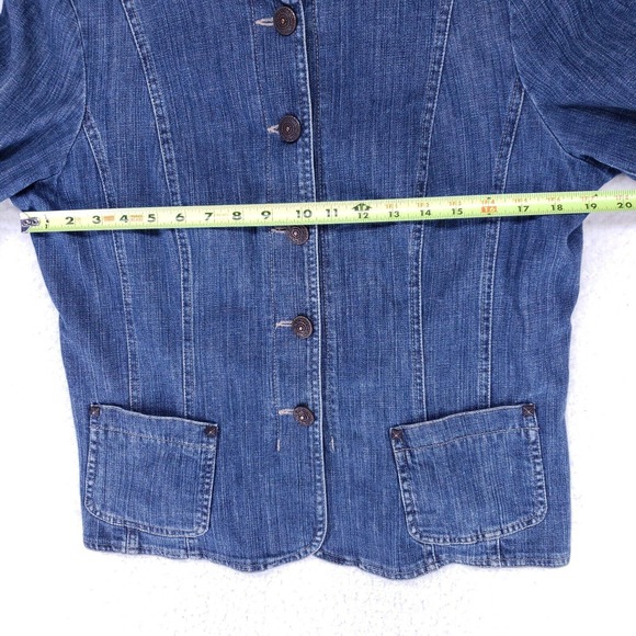 Laura Petites Button Up Blue Jean Jacket Womens size 12 Denim Casual Coat - Picture 3 of 8